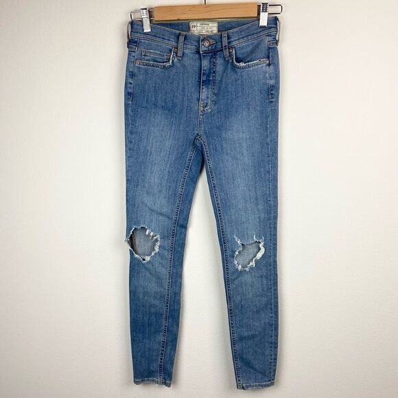 Free People High Rise Distressed Skinny Jeans - Picture 1 of 7